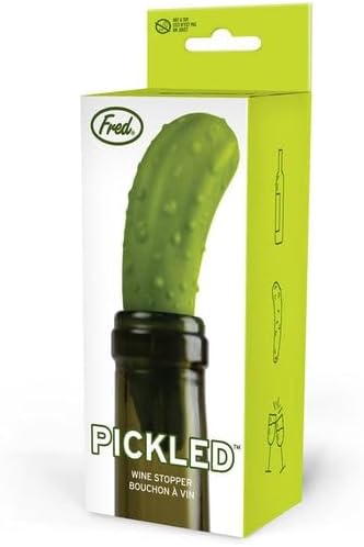 Fred Pickled Bottle Stopper - Reusable Gherkin Wine Saver, Fun Silicone & Rubber Seal for Wine Bottles, Quirky Bar Accessory & Kitchen Gadget - Dishwasher Safe, Novelty Gift for Stocking Stuffers
