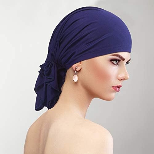 4 Pieces Slip-On Pre-Tied Head Scarves Women Headwear Turban Beanie Caps Head Wrap Headscarf for Women