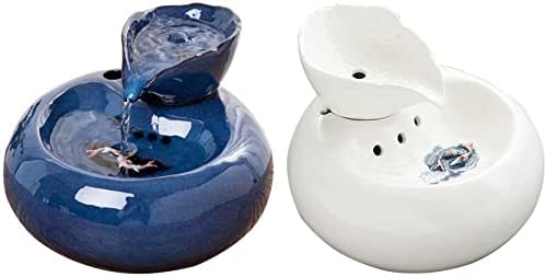Fountain Pet Drinking Fountain Cat Water Fountain,Super Mute Ceramics Pet Water Dispenser for Cat and Small Dogs Pet Water Dispenser (Color : Pink) (Blue)