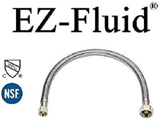 EZ-Fluid (10) 20" Water Supply Line,1/2" Fip x 3/8" Comp LF,Brass Nuts,Universal Stainless Steel Braided Faucet Water Supply Line Connector,Water Supply Hose Connector Lines For Kitchen,Bathroom