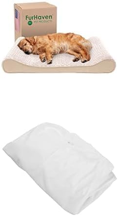 Furhaven Dog Bed Luxe Lounger Cream, Jumbo/XL W/Same Size Waterproof Liner