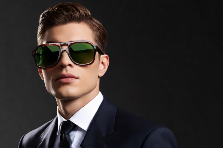 FEISEDY Vintage Aviator Sunglasses Double Bridge Women Men Large Square Thick Frame Trendy Eyewear UV400 B2846