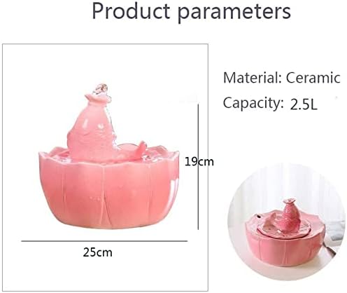 Fountain Portable Automatic Circulation Pet Water Dispenser for Cat and Dogs Ceramics Cat Water Fountain for Drinking Pet Water Dispenser (Color : White) (Pink)
