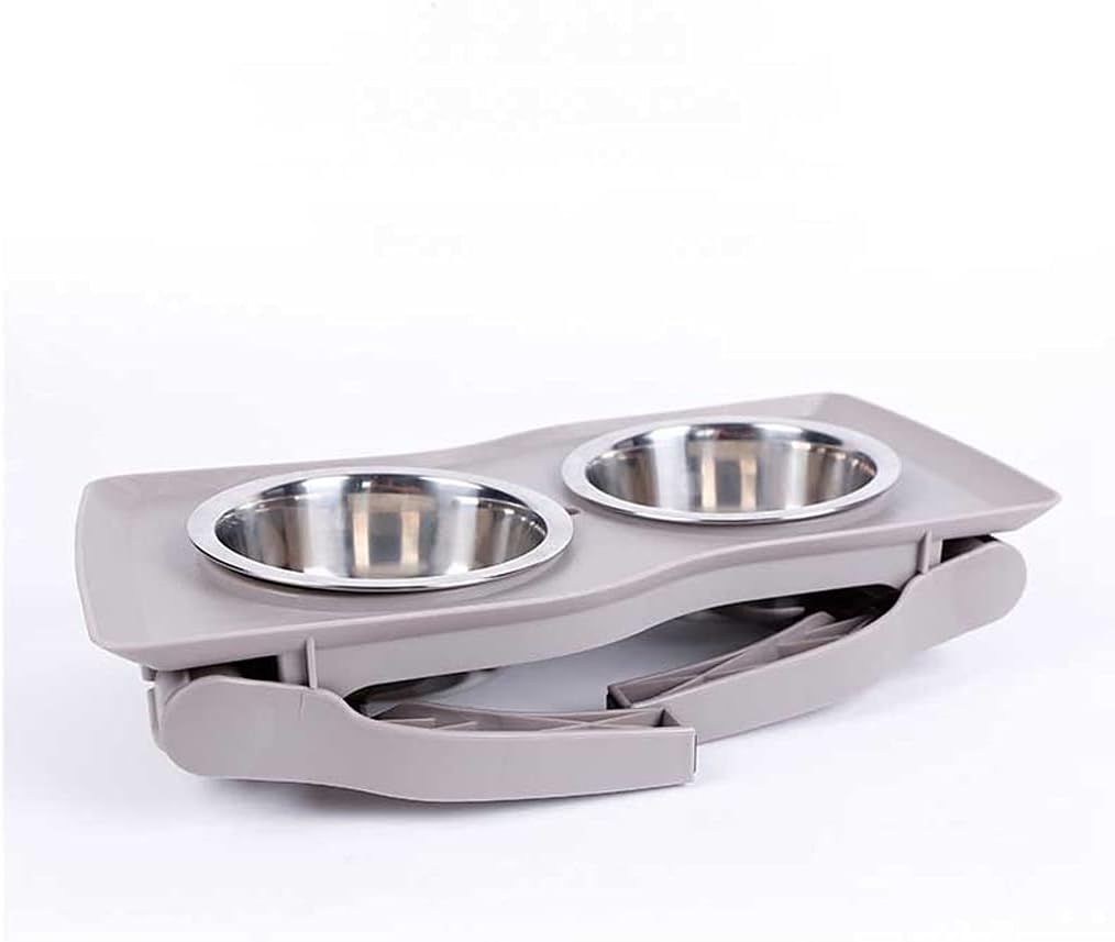 Pets Stand Raised Bowls Dog Food Water Feeder Portable Folding Ceramic Single Double Dish Bowl Adjustable Table Pet Supplies (Color : A) (B)