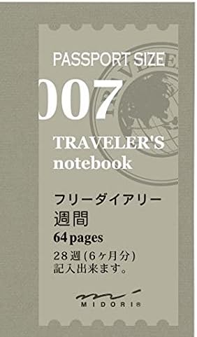 Midori Traveler's Notebook (Refill 007) Passport Size Weekly Diary
