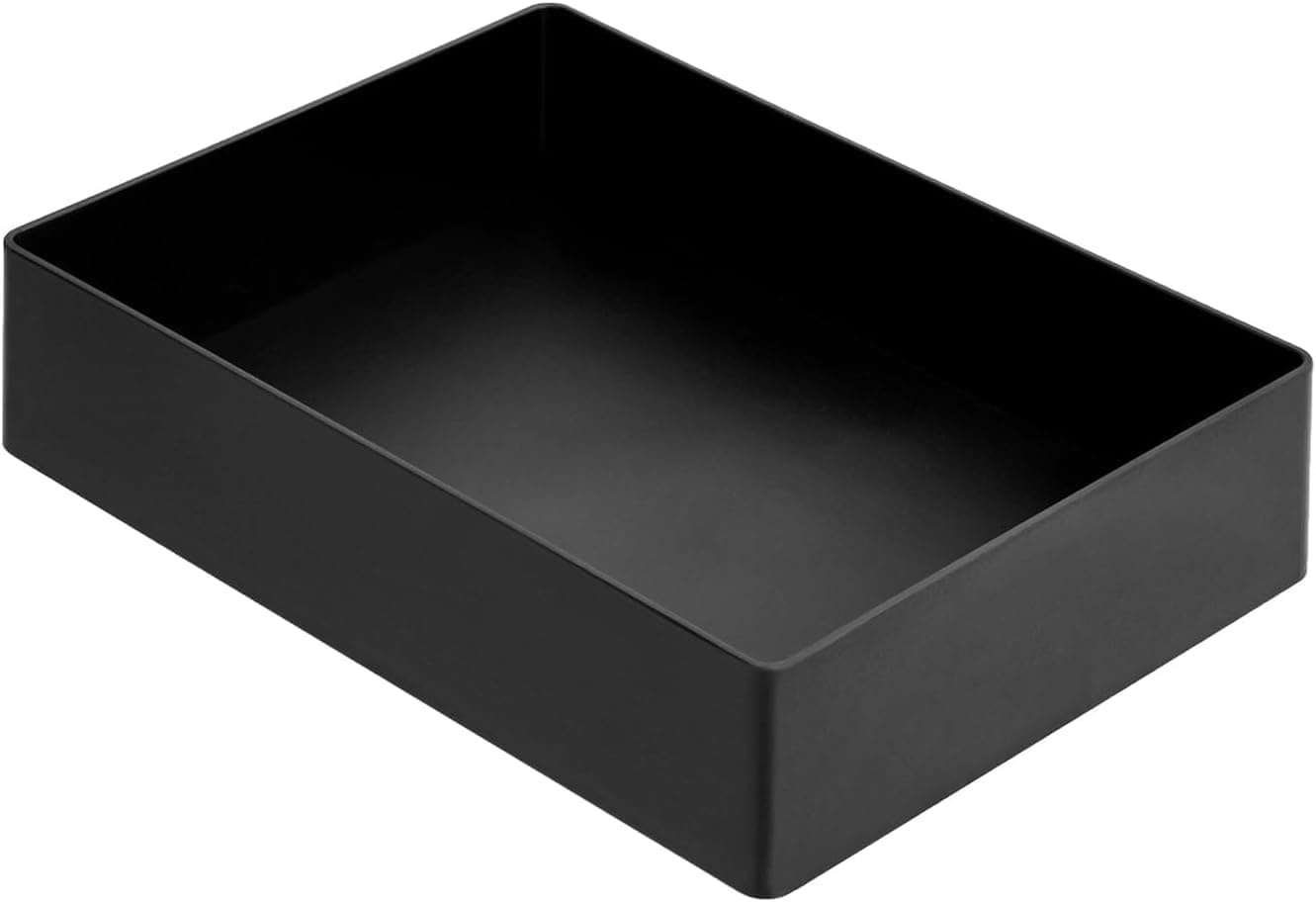 Amazon Basics Rectangular Plastic Desk Organizer Bundle, 3 Pieces with Half Accessory Tray, Small, Black