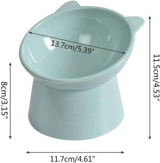 Dog Bowl Raised Cats Food Water Bowls with Elevated Stand Pet Feeding Bowl No-Spill 45° Slanted Pet Dish Blue Green