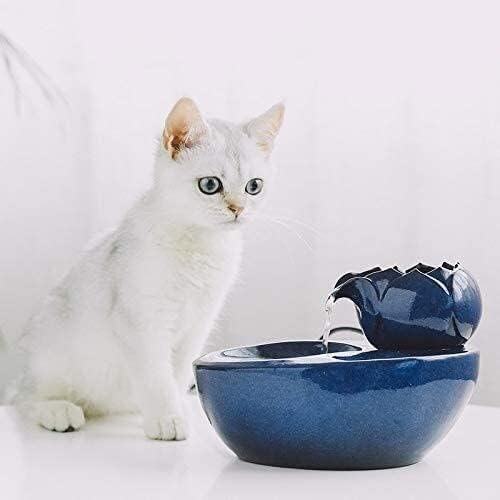 fountain Cat Drinking Water Fountain, 1.2 Liters Ceramic Pet Water Fountains for Cats and Dogs, Electric Pet Water Dispenser with Quiet Pump and Filters Pet water dispenser (Color : Brown) (Blue)