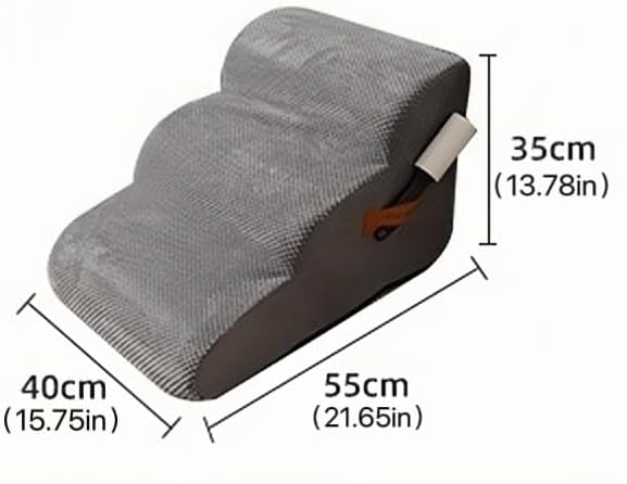 Gray Curved Dog Stairs Ramp for High Beds Dog Steps for Small Dogs and Cats, Pet Stairs for High Bed Climbing, Non-Slip Balanced Pet Step