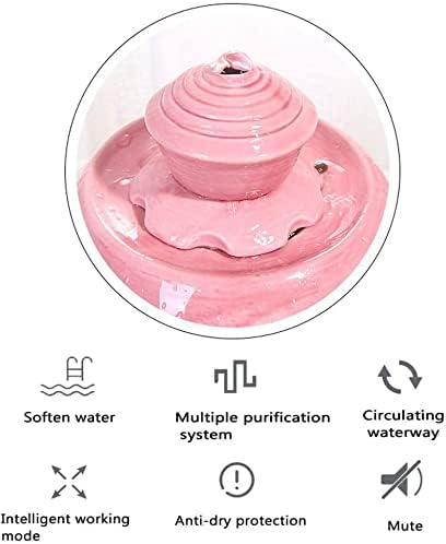 Fountain Ceramic Cat Water Dispenser Pet Smart Water Fountain for cat Dogs Automatic Circulation Flow Water Feeder Super Quiet Pet Water Dispenser (Color : Pink)
