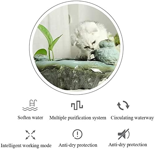 Fountain Pet Water Dispenser Ceramics Pet Water Fountain Automatic Circulation Water Flowing Fountain Cat Dog Filtered Water Super Quiet Pet Supplies Pet Water Dispenser (Color : Green)