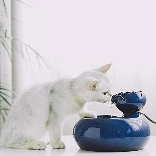 fountain Cat Drinking Water Fountain, 1.2 Liters Ceramic Pet Water Fountains for Cats and Dogs, Electric Pet Water Dispenser with Quiet Pump and Filters Pet water dispenser (Color : Brown) (Blue)