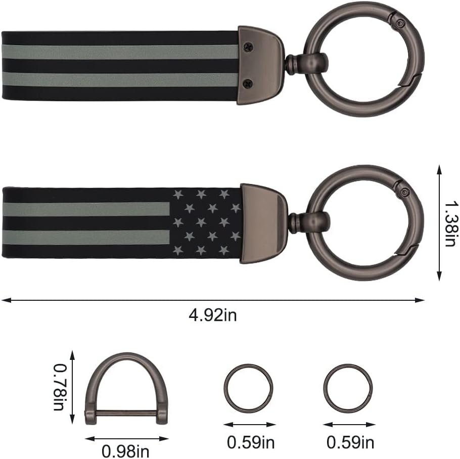 Elegananccy American USA Flag Car Keychain with Zinc Alloy Ring, Men Car Accessories