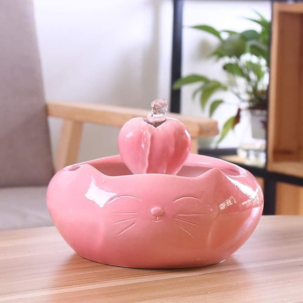Fountain Automatic Pet Water Fountain Ceramics 2.0L Dog and Cat Pet Fountain Pet Water Dispenser with Filter Cats Water BowlUltraQuiet Pump Pet Water Dispenser (Color : White) (Pink)