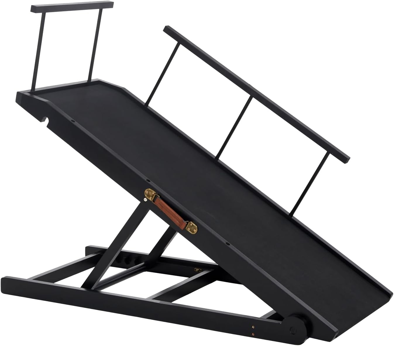 Dog Ramp for Bed and Couch- 5 Height Adjustable Premium Solid Wood Pet Ramp for Small, Medium Dogs, Collapsible Anti-Slip Dog Ramp for Sofa, Couch & Beds (Black, 115)