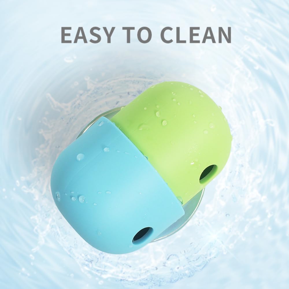 OMEM Pet Dog Leaking Food Toy Ball Silicone Gnawing Slow Food Bowl Fun Feeding Outdoor Interactive Ball (White and Green)