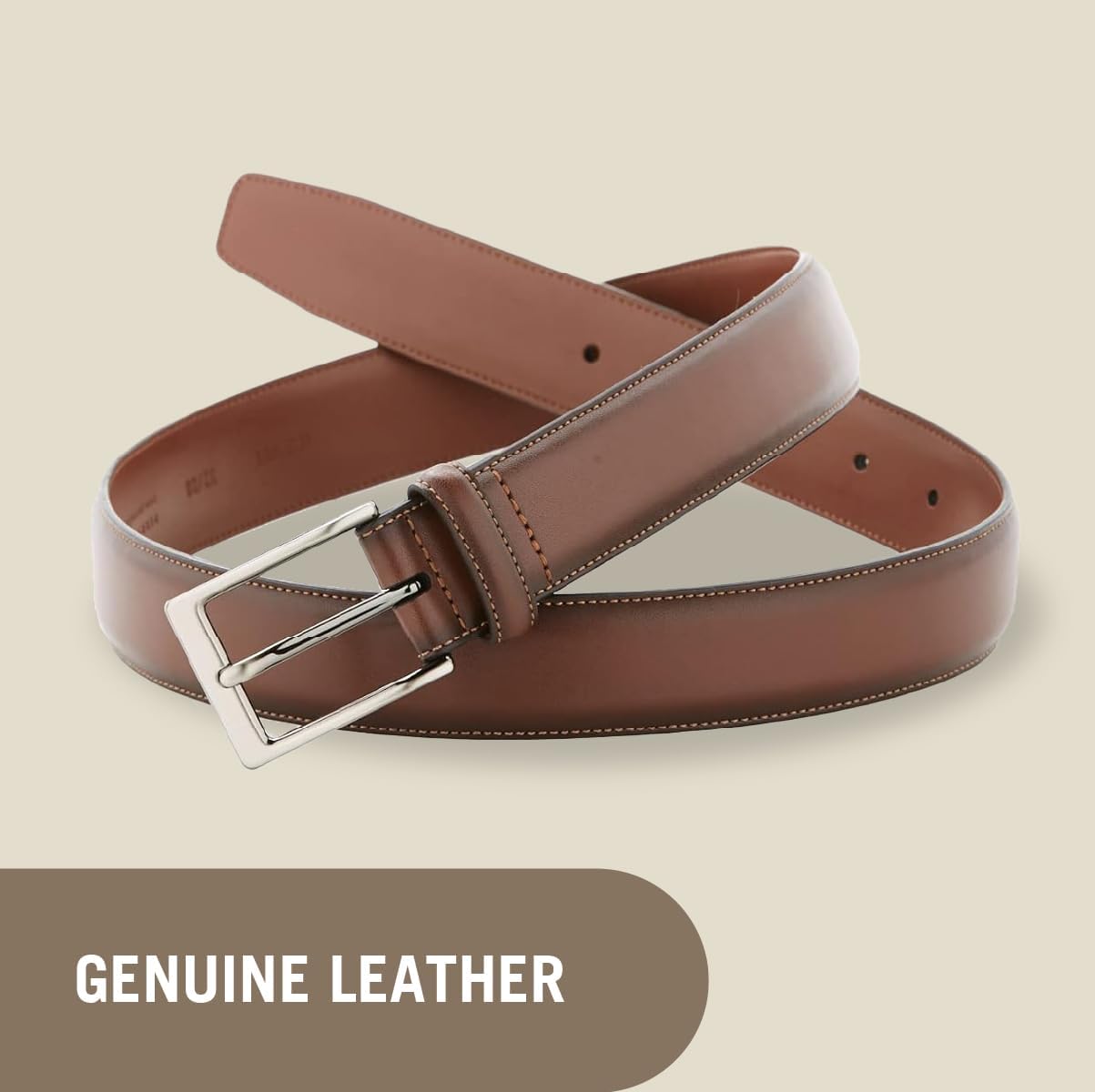 Perry Ellis Men's Portfolio Amigo Leather 1.25" Width Dress Belt (Available in Big & Tall)