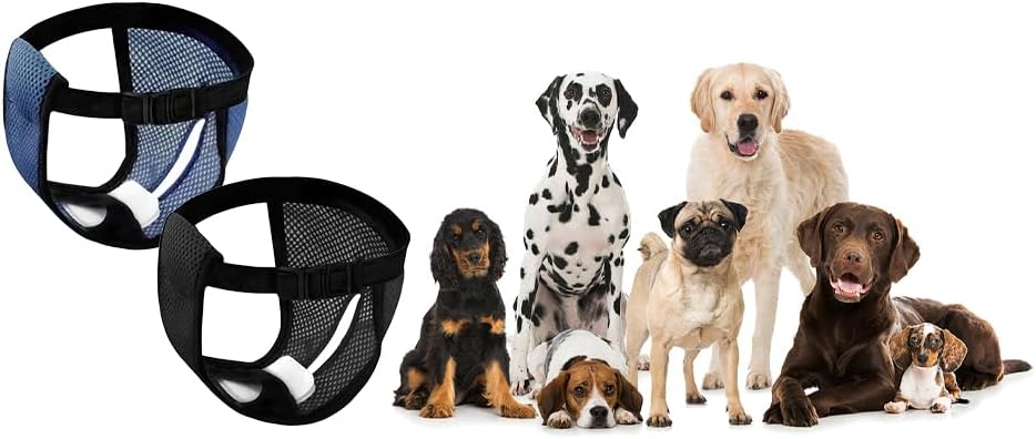Large Reusable Dog Pants Dog Nappies, 3PCS Breathable Mesh Pet Diapers 41-56cm/16-23inch with 9 Washable Female Dogs Sanitary Pads Adjustable Briefs Protective Trousers Underwear for Dog in Heat