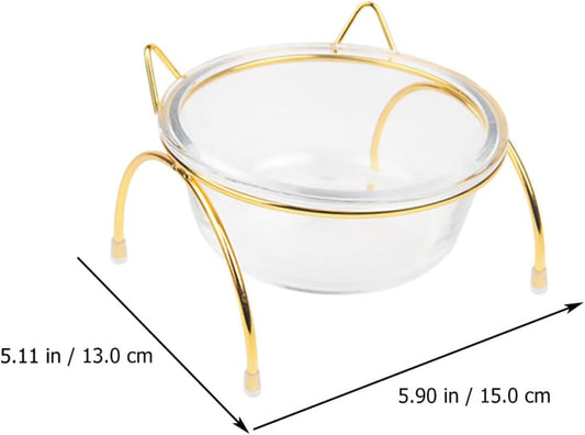 Milisten Elevated Glass Cat Bowl with Slant Design and High Stand, Raised Pet Feeding Dish with Neck Guard, Single Tilted Cat Food Bowl for Comfortable Eating