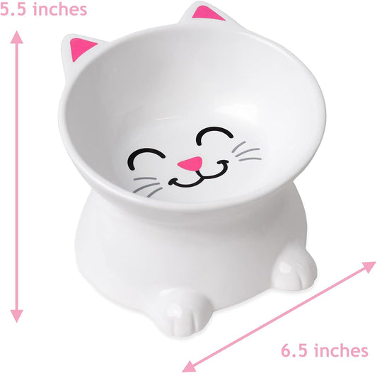 Elevated Cat Food Bowl – Durable Ceramic Pet Bowl for Wet or Dry Food, Water – Stylish & Comfortable for Cats – Great Gift for Cat Lovers