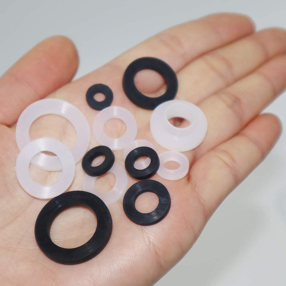 135 Pcs Flat Washer,Silicone and Nitrile Rubber Assortment Kit, Used for Faucet,Shower Head, Garden Hoses, Reusable Flat Washer O Rings