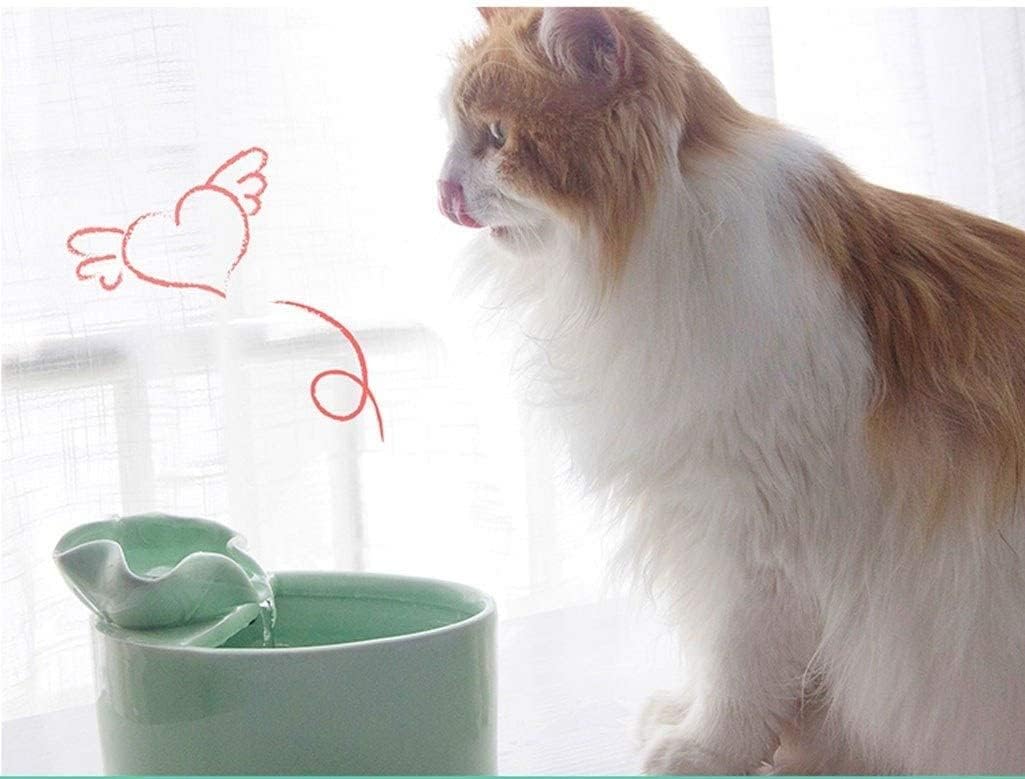 Fountain Pet Water Dispenser Ceramic Water Bowl Circulation Fountain Carbon Filter, UltraQuiet for Dogs, Cats and Other Pets Pet Supplies Pet Water Dispenser (Color : Pink) (Green)