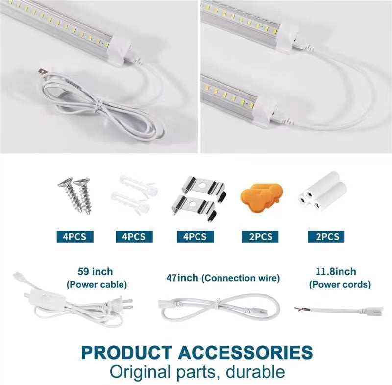 LED Shop Lights,4FT Led Light 6500k Daylight 50W 7000LM.4 Foot Shop Lighting Clear Cover Integrated V-Shape,Led Garage Lights for Workshop 4ft,Warehouse Commercial Bay Lighting(2-Pack)