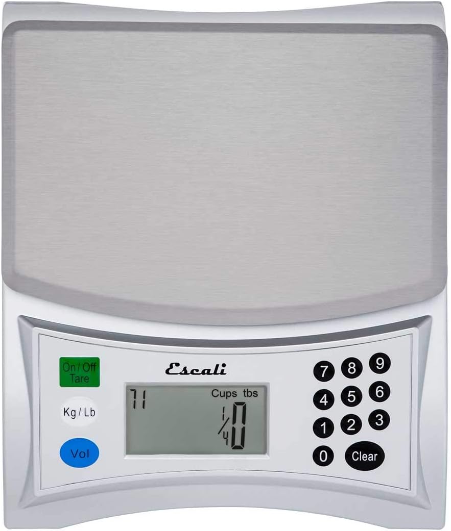 Escali Pana V136 Large Volume Measuring Kitchen/Baking/Cooking Scale, Preprogrammed With Over 150 Ingredients, LCD Digital Display, 13lb Capacity