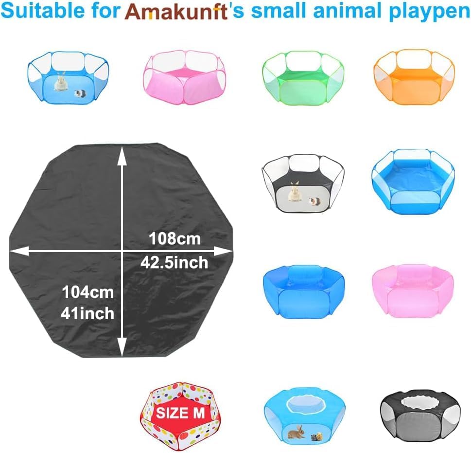 Amakunft 2Pcs Waterproof Hexagon Playpen Mat Washable Pee Pad Fit with Small Animal Playpen (42.5in x 41in) Reusable Pet Bedding Liner for Guinea Pig, Rabbit, Hamster, Chinchilla, Hedgehog