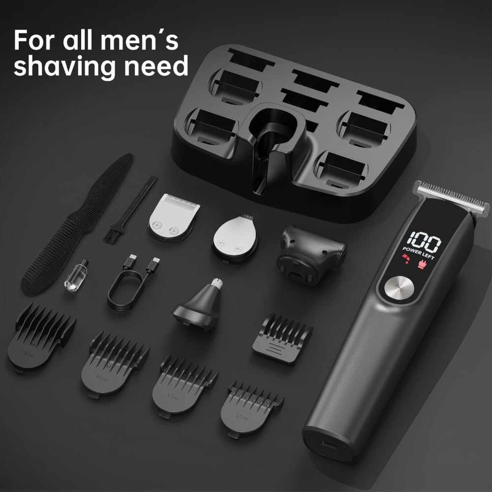 Beard Trimmer for Men, Electric Razor for Nose, Body, Face and Mustache, 5-in-1 Barber Hair Clippers, Cordless Shavers for Men Grooming Kit Ideal Gift