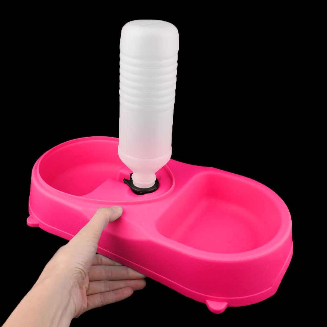 Plastic Puppy Dog Cat Pet Water Drinking Fountain Food Feeder Bowl Fuchsia (id: c28 be8 55d f03 1fa