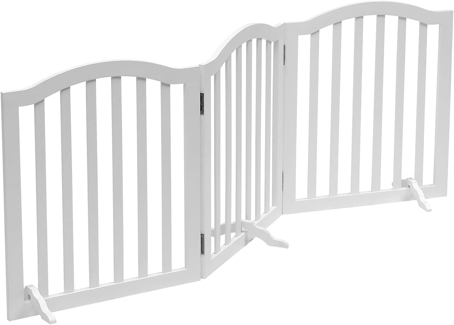 Foldable Wooden Dog Gate - 3-Panel Freestanding Pet Fence, 23.6 Inches, White - Suitable for Doorways & Stairs, Also Works as Baby Gate.