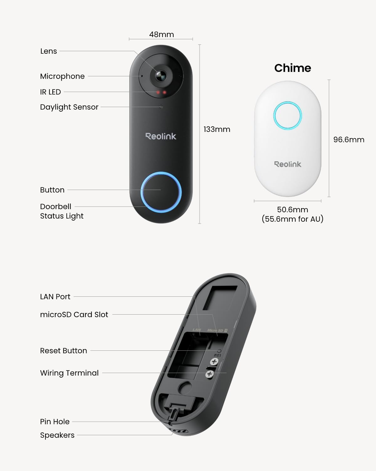 REOLINK Video Doorbell WiFi Camera - Wired 2K Outdoor, 5G&2.4G WiFi, 4:3 Wide View Angle, Smart Detection, Local Storage, No Subscription Front Door Home Security, Customized Chime V2