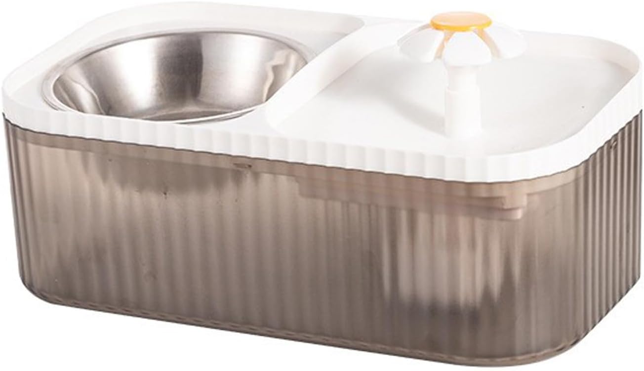 2 in 1 Cat Fountain and Food Bowl, Automatic Pet Water Dispenser, Cat Feeding and Watering Supplies (Filters)