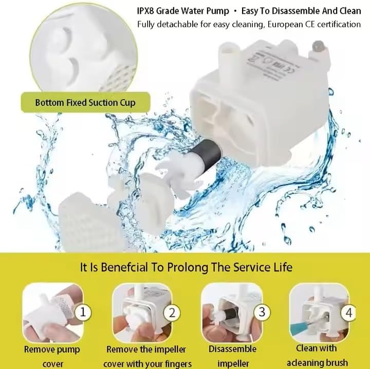 Cat Water Fountain 84oz/2.5L Stainless Steel, Automatic Dog Water Dispenser, Ultra-Quiet Pump, Water Level Window, BPA-Free, Advanced Filtration with 2 Filters for Cats, Dogs & Multiple Pets.