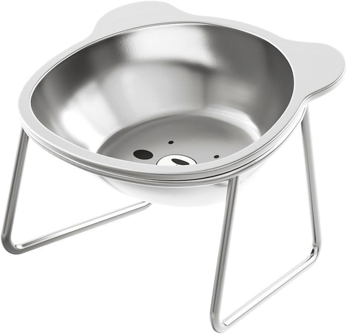 Elevated Bowl, Raised Stainless Steel Food and Water Dish, 5.9" Wide Beard Friendly Bowl, Non-Skid Base for Cats, Kittens, Small Dogs Easy, 304 Stainless Steel