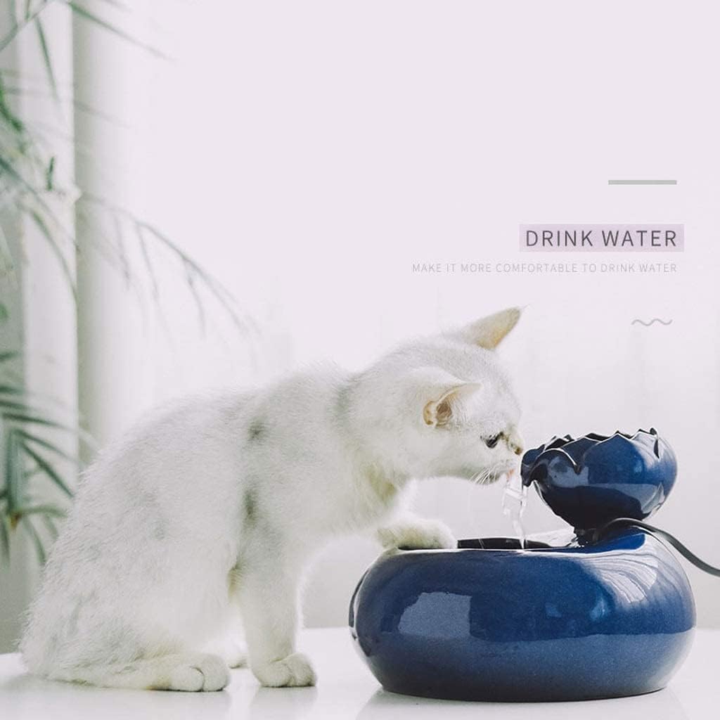 Fountain Portable Cat Puppy Drinking Fountains Pet Water Dispenser Automatic Circulation Animal Supplies Basin Water Bowl Ceramic Pet Water Dispenser (Color : Brown) (Blue)