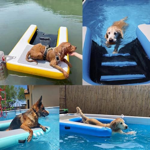 Portable Inflatable Dog Pool Ramp - Foldable Water Plank for Easy Dog Access to Boats & Pools, Perfect for Puppies, 150x100x10CM / 59x39.4x4in