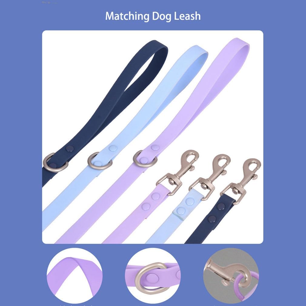 Mint Green Washable Dog Collar and Leash Set, Water Proof Silicone Dog Collar Plastic PVC Rubber Quick Release Buckle Swim Male Puppy Collars for Small Medium Large Pet Boy Dogs, S