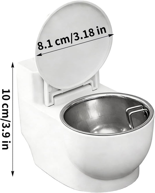 Cat Water Bowl - Anti Spill Detachable Dish, Toilet Shaped Pet Feeder, Fountain, Novelty Animal Station, Supplies, White Automatic Dispenser for Pets Kittens Puppies Dogs Home