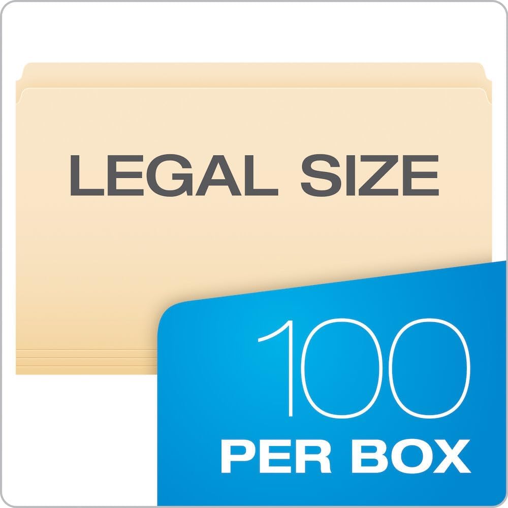 Pendaflex 753 File Folders, Straight Cut, Top Tab, Legal, Manila (Box of 100)