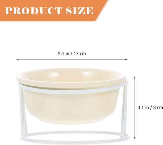 Milisten Ceramic Elevated Cat Food Bowl with Iron Stand Pet Food Holder and Water Dish Raised Feeding Bowl for Cats and Dogs Neck Protection Design for Home Use