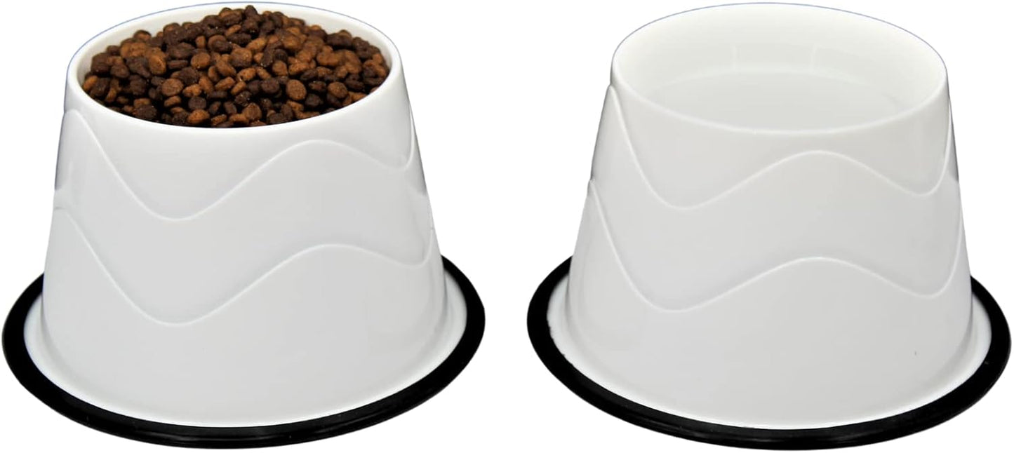 No Slip Base Elevated Bowls for Small Dogs and Cats Wearing Cone - Raised Bowls for Dogs and Cats - 2 Pair