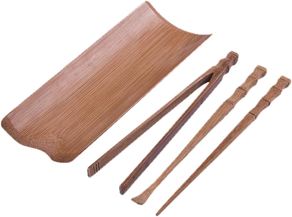 4 Pcs Gongfu Tea Set, Chinese Kung Fu Tea Set, Tea Scoop for Loose Tea, Bamboo Tea Ceremony Utensils, Tea Accessories include Tea Scoop Needle Clip Spatula, for Tea House Restaurant Household