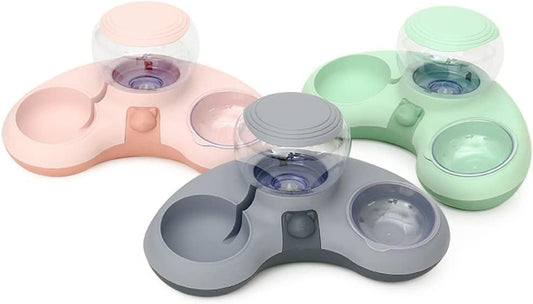 Pet Cat Bowl Automatic Feeder Dog Cat Food Bowl with Water Fountain Double Bowl Drinking Raised Stand Dish Bowls for Cats (Color : B Size : One Size) (A One Size)