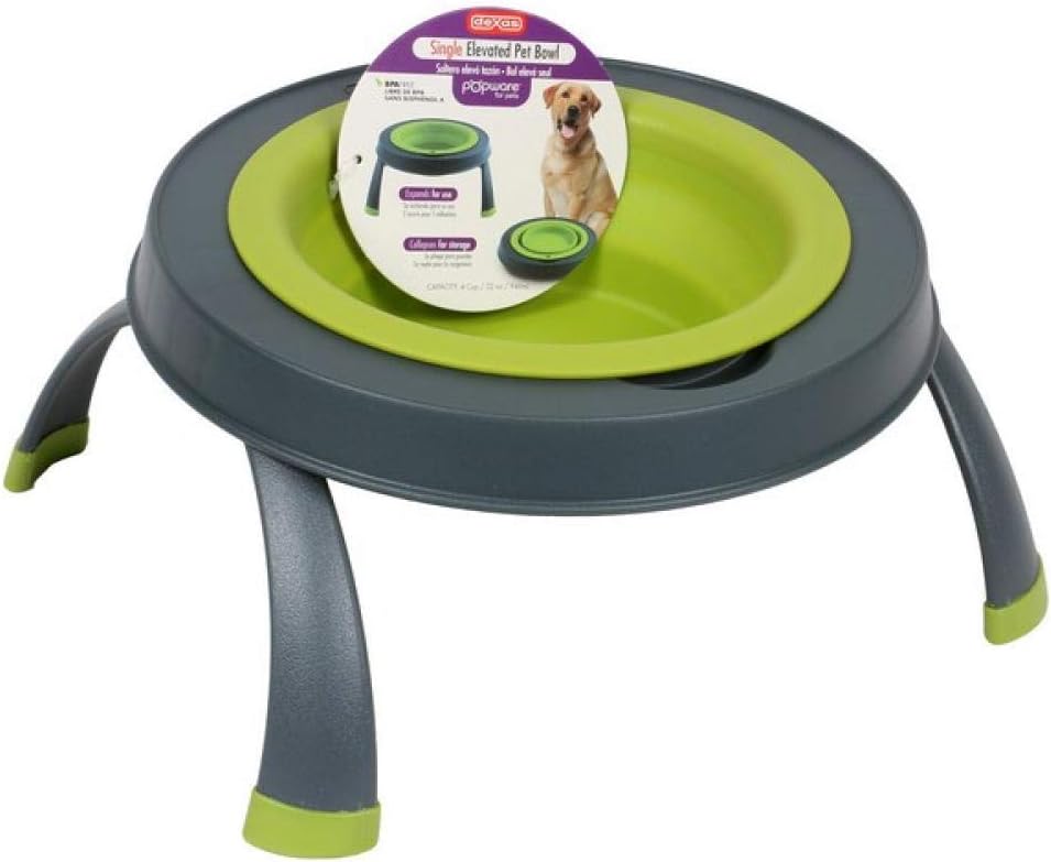 Dexas Popware for Pets Single Elevated Pet Feeder, Gray/Blue, Large/4 Cup Capacity (PW140432312)