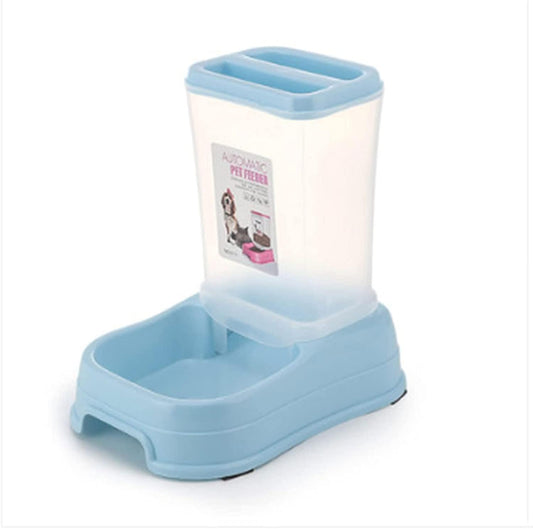Water Dispenser Automatic Food Feeder and Waterer Set, Automatic Cat Feeder and Dog Water Dispensers Unplugged Gravity Feed Water Pet Supplies cat Fountain (Color : Pink) (Blue)