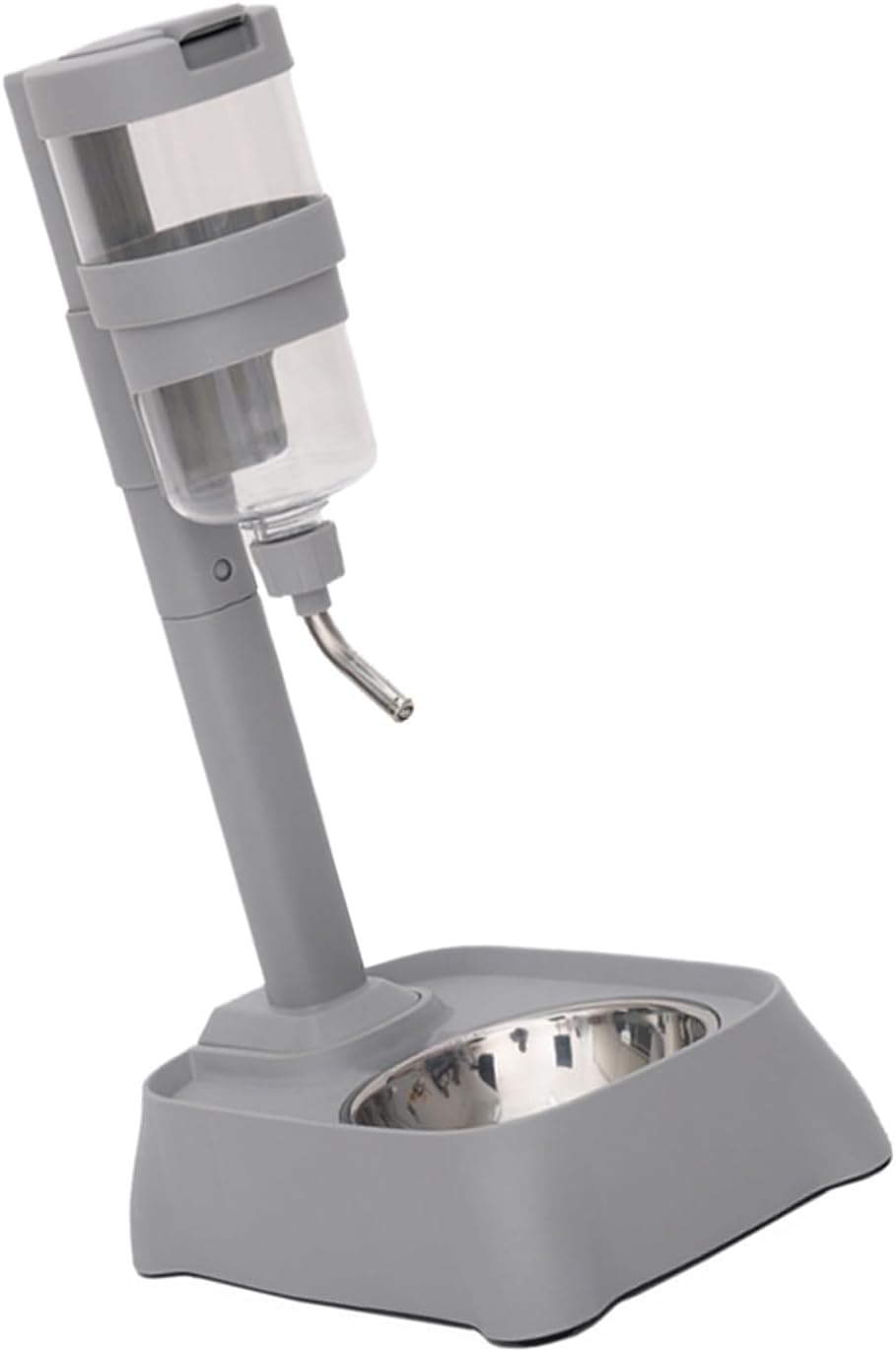 Gray Automatic Pet Drinking Fountain and Feeder Bowl with Height Adjustable for Dogs and Cats Adjustable Pet Bowl