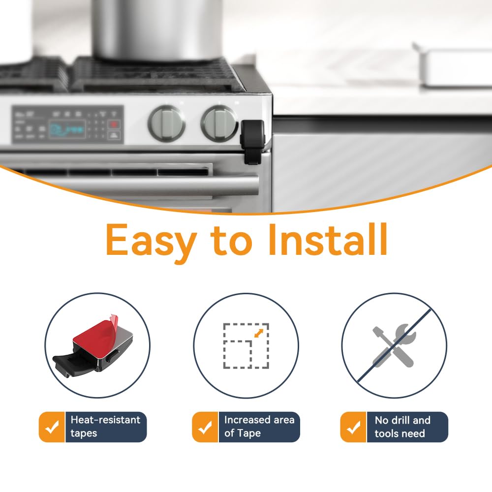 EUDEMON 1 Pack Updated Oven Front Lock,Childproof Oven Door Lock, Easy to Install & Use Durable and Heat-Resistant Material no Tools Need or Drill(Black)