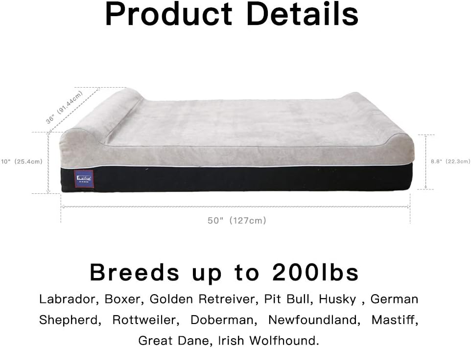 Laifug Extra Large Pet/Dog Bed Removable Washable Cover (Jumbo Replacement Cover (50"x36"x10") Slate Grey)